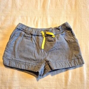 Mini Boden girls size 6 years blue and whitd striped shorts, back heart, VGUC